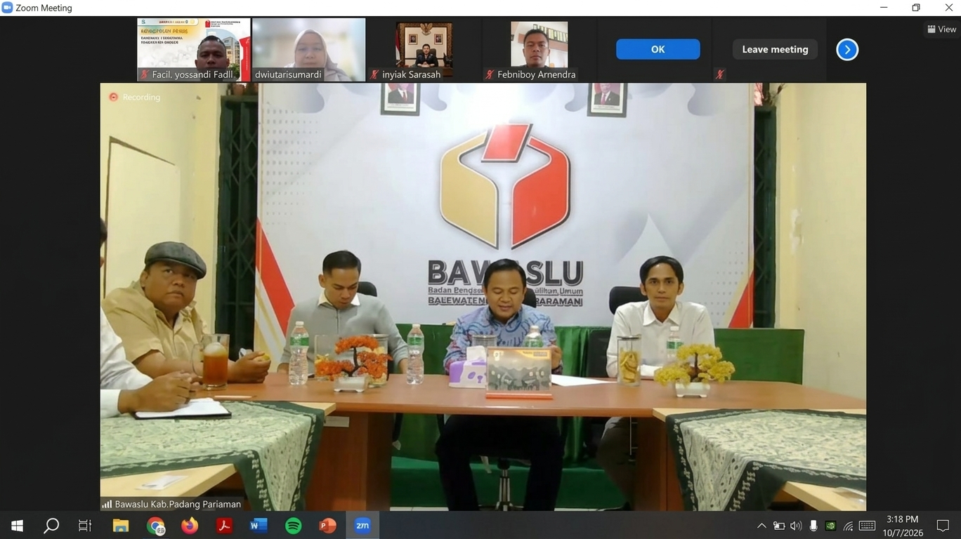 Rapat Sosialisasi Petunjuk Teknis (Juknis) Indikator Capaian dan Tata Cara Pelaporan Pengembangan Pengawasan Partisipatif Triwulan III Tahun 2026 pada Rabu (7/10/2026)